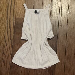 Divided White Ribbed Camisole